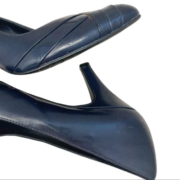 🎀east5th Blue Closed Toe Slip On Vintage Heel 6 - Picture 10 of 13